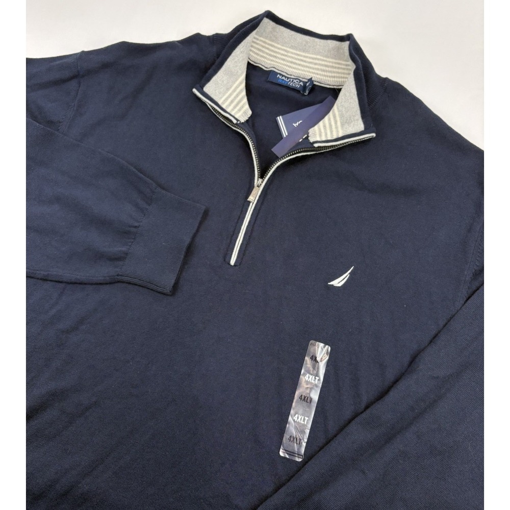 NWT Nautica Navtech Navy Blue 1/4 Zip Long Sleeve Temp Control Men's 4XLT